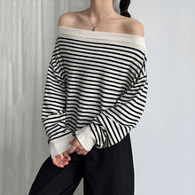 Load image into Gallery viewer, Striped Off-shoulder Wool Sweater
