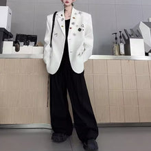 Load image into Gallery viewer, Metal Brooch-embellished Shoulder-padded Casual Blazer
