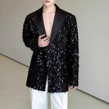 Load image into Gallery viewer, Sequined Lapel Loose Solid Color Suit Jacket
