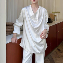 Load image into Gallery viewer, V-neck Satin Detachable Beaded Shirt
