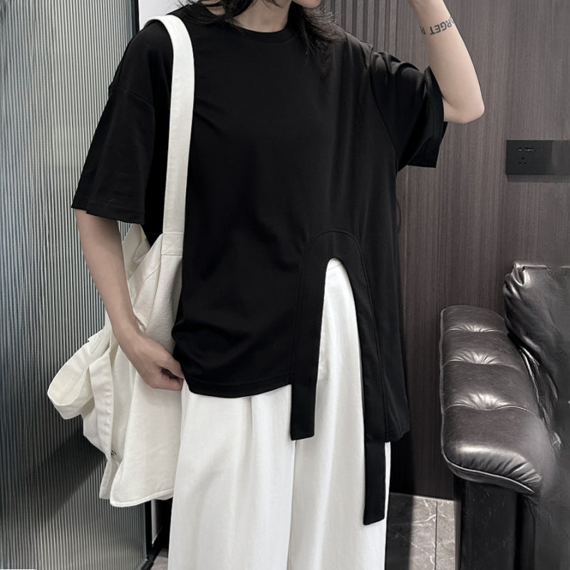 Loose Irregular Slit T-shirt