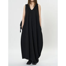 Load image into Gallery viewer, Women's Deep V Neck Asymmetric Curved Balloon Dress
