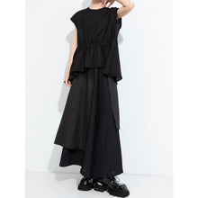 Load image into Gallery viewer, Women's Striped Spliced Elastic-waist faux Two-piece Culottes
