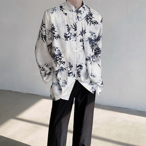 Bamboo Leaf Jacquard Flowing Fake Two-Piece Shirt