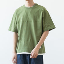 Load image into Gallery viewer, Japanese Loose Drop Shoulder Fake Two Piece T-shirt
