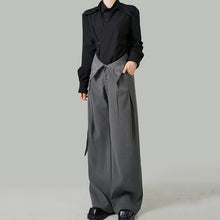Load image into Gallery viewer, Embroidered High-waisted Striped Ribbon Trousers
