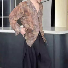 Load image into Gallery viewer, Vintage Tie-dye Embroidered Draped Shirt
