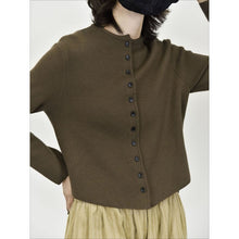 Load image into Gallery viewer, Women's Curved Hem Crew Neck Loose Knit Cardigan Sweater
