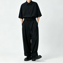 Load image into Gallery viewer, Japanese Drop Shoulder Short Sleeve Draped Loose Wide Leg Trousers Two-piece Set

