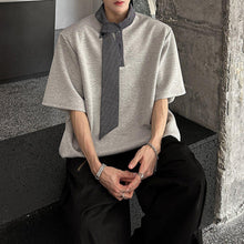 Load image into Gallery viewer, Shoulder Pad Stitching Bow Tie Polo Shirt
