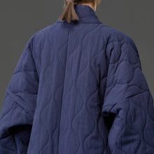 Load image into Gallery viewer, Padded Quilted Wave Cross Collar Wrap Side Tie Loose Hanfu Cardigan
