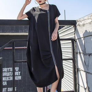 Irregular Zipper Long Dress