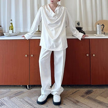 Load image into Gallery viewer, V-neck Satin Detachable Beaded Shirt

