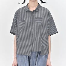 Load image into Gallery viewer, Women's Casual Retro Striped Short-sleeved Shirt
