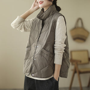 Loose Stand Collar Thickened Short Vest