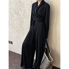 Load image into Gallery viewer, Irregular One-shoulder Waisted Pleated Top Wide-leg Pants Two-piece Set
