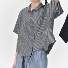Load image into Gallery viewer, Women's Casual Retro Striped Short-sleeved Shirt
