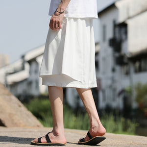 Ice Silk Loose Fake Two-piece Wide-leg Shorts