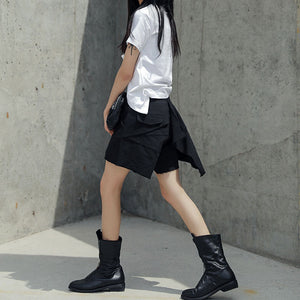 Dark High Waist Cut Edge Shorts
