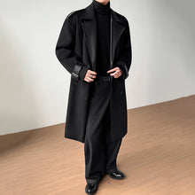 Load image into Gallery viewer, PU Leather Patchwork Warm Wool Coat
