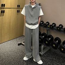 Load image into Gallery viewer, Hooded Shoulder Padded Vest Loose Sports Pants Two-Piece Set
