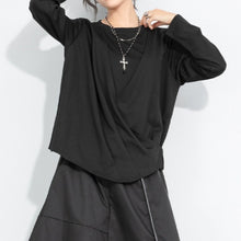Load image into Gallery viewer, Women's 3D Draped Pleated Asymmetrical Wrap Front Long Sleeve Top
