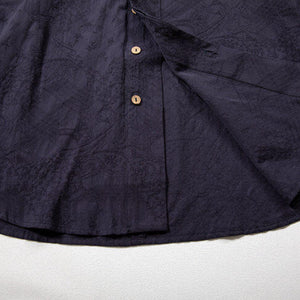 Cotton and Linen Jacquard Vintage Half Sleeve Shirt