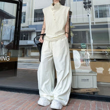 Load image into Gallery viewer, Stand-up Collar Button-decorated Vest Casual Trousers Set
