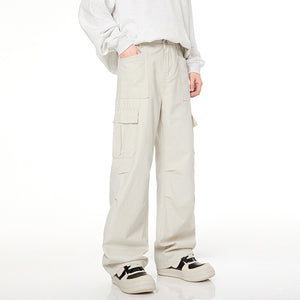 American Loose Straight Drape Wide Leg Large Pocket Casual Pants
