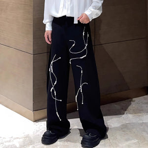 Retro Niche Beaded Loose Casual Trousers