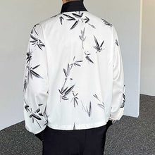 Load image into Gallery viewer, Cross-neck Lace-up Bamboo Print Long-sleeved Shirt
