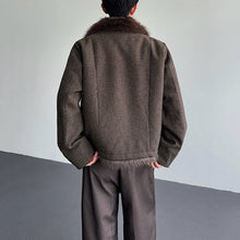 Load image into Gallery viewer, Cable Knit Shearling Fur Collar Jacket
