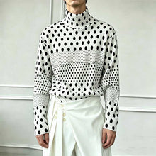 Load image into Gallery viewer, Ink-wash Polka Dot Turtleneck Pleated Base Layer Top
