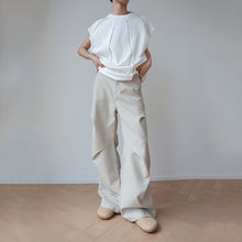 Load image into Gallery viewer, Pleated Paneled Silhouette Straight-leg Trousers
