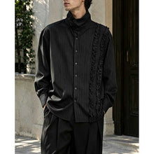 Load image into Gallery viewer, French Retro Striped Ruffled Collar Shirt
