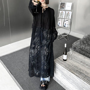 Lace Panel Long Dress