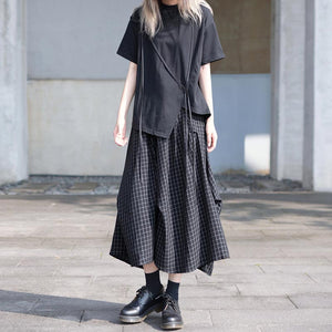 Irregular Plaid A-line Skirt