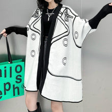 Load image into Gallery viewer, Reversible Loose-fitting Mid-length Knitted Cardigan
