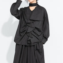 Load image into Gallery viewer, Women's Layered Ruffle Scarf Collar Long Sleeve Shirt

