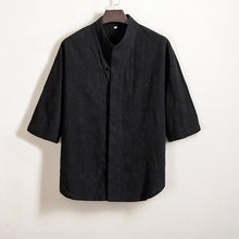 Load image into Gallery viewer, Cotton and Linen Jacquard Vintage Half Sleeve Shirt
