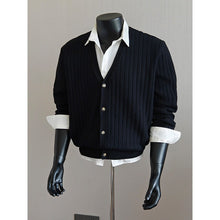 Load image into Gallery viewer, V-neck Striped Knit Cardigan
