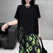 Load image into Gallery viewer, Heavy Tassel Round Neck Loose T-Shirt
