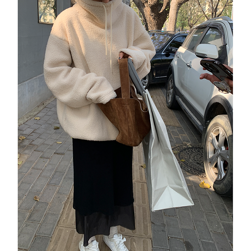 Turtleneck Lamb Wool Loose Pullover Sweatshirt