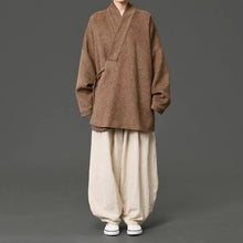 Load image into Gallery viewer, Loose Woolen Cross Front Hanfu Kimono Coat
