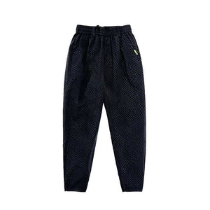 Cuffed Striped Stretch Jacquard Denim Harem Pants