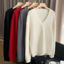 Load image into Gallery viewer, V-neck Pullover Knit Sweater
