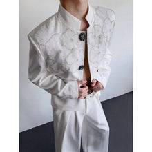 Load image into Gallery viewer, Men's Stand-Collar Blazer with Mesh Floral Embroidery
