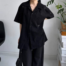 Load image into Gallery viewer, Heavy Floral Hollow Cuban Collar Shirt
