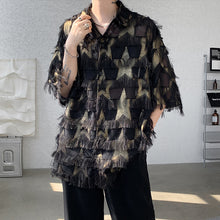 Load image into Gallery viewer, Tassel Hot Stamping Loose Quarter Sleeve Shirt
