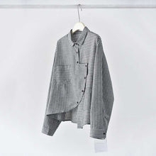 Load image into Gallery viewer, Japanese Asymmetrical Retro Striped Color-blocked Shirt
